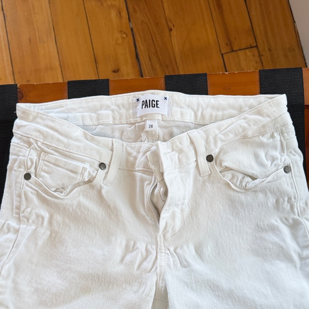 PAIGE White Denim Jeans - Slim High-Rise
